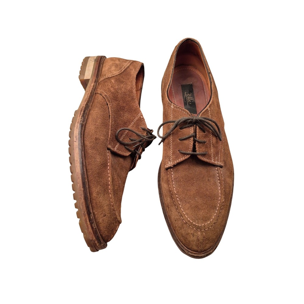 Zelli Italia Mens Brown Suede Split Toe Derby Shoes Handcrafted in Italy Sz 11 M